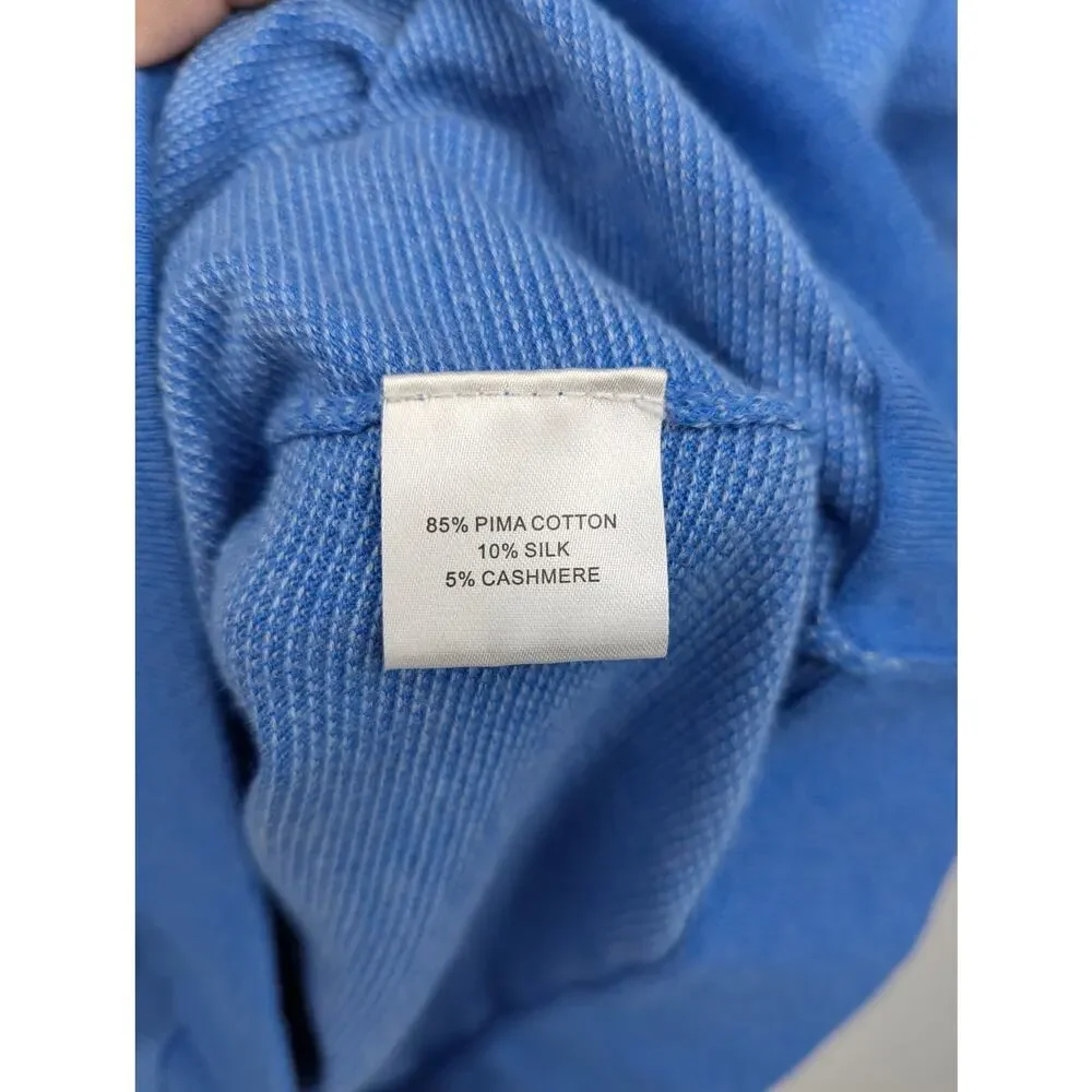 Peter Millar Sweater Medium Blue Pinecone Logo Pima Cotton Silk Cashmere Blend